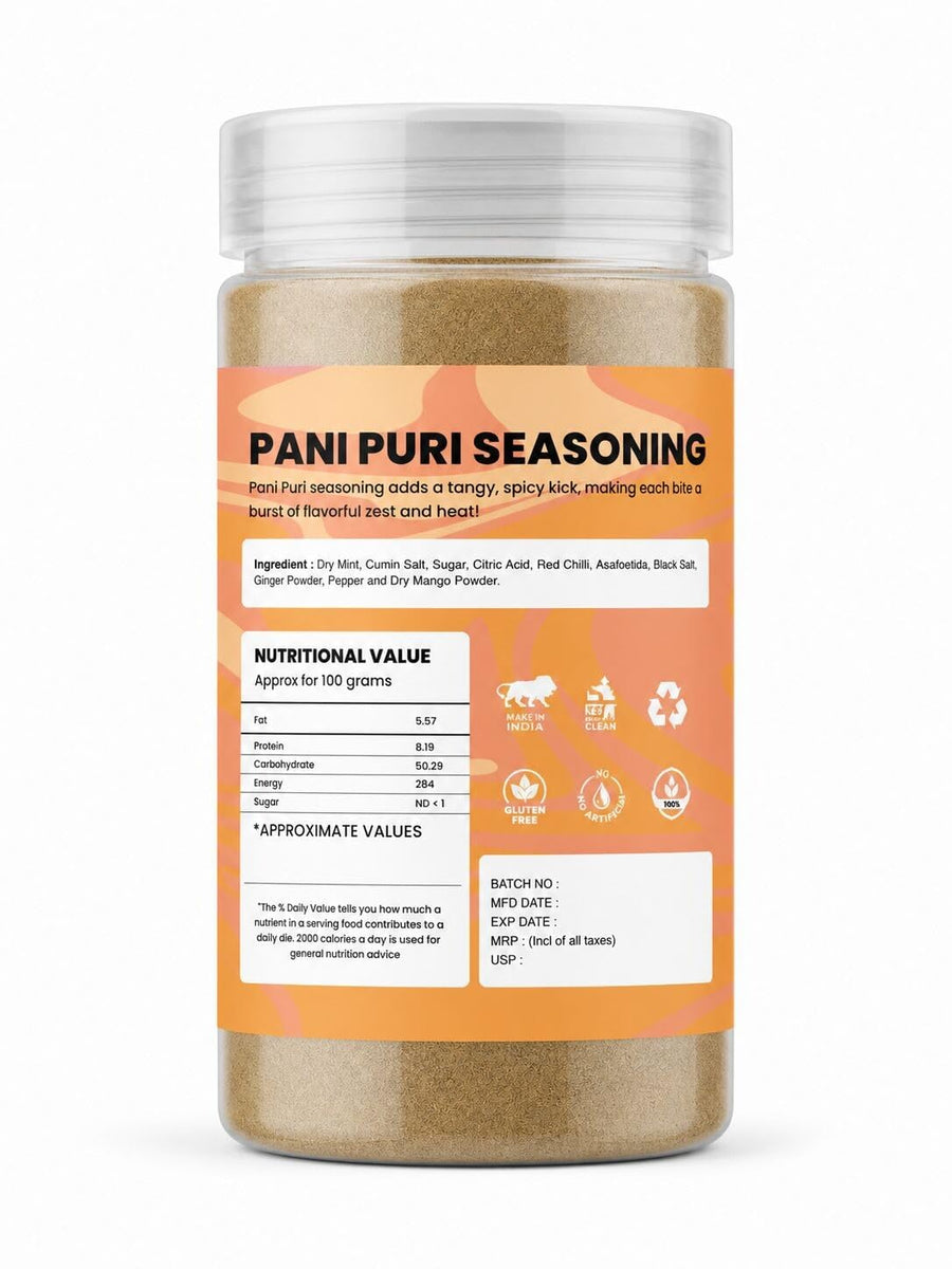 Pani Puri Masala | Golgappa Water Seasoning Powder | Spicy & Tangy Pani Mix for Puchka, Jaljeera & Chaat | Instant Street Style Flavor