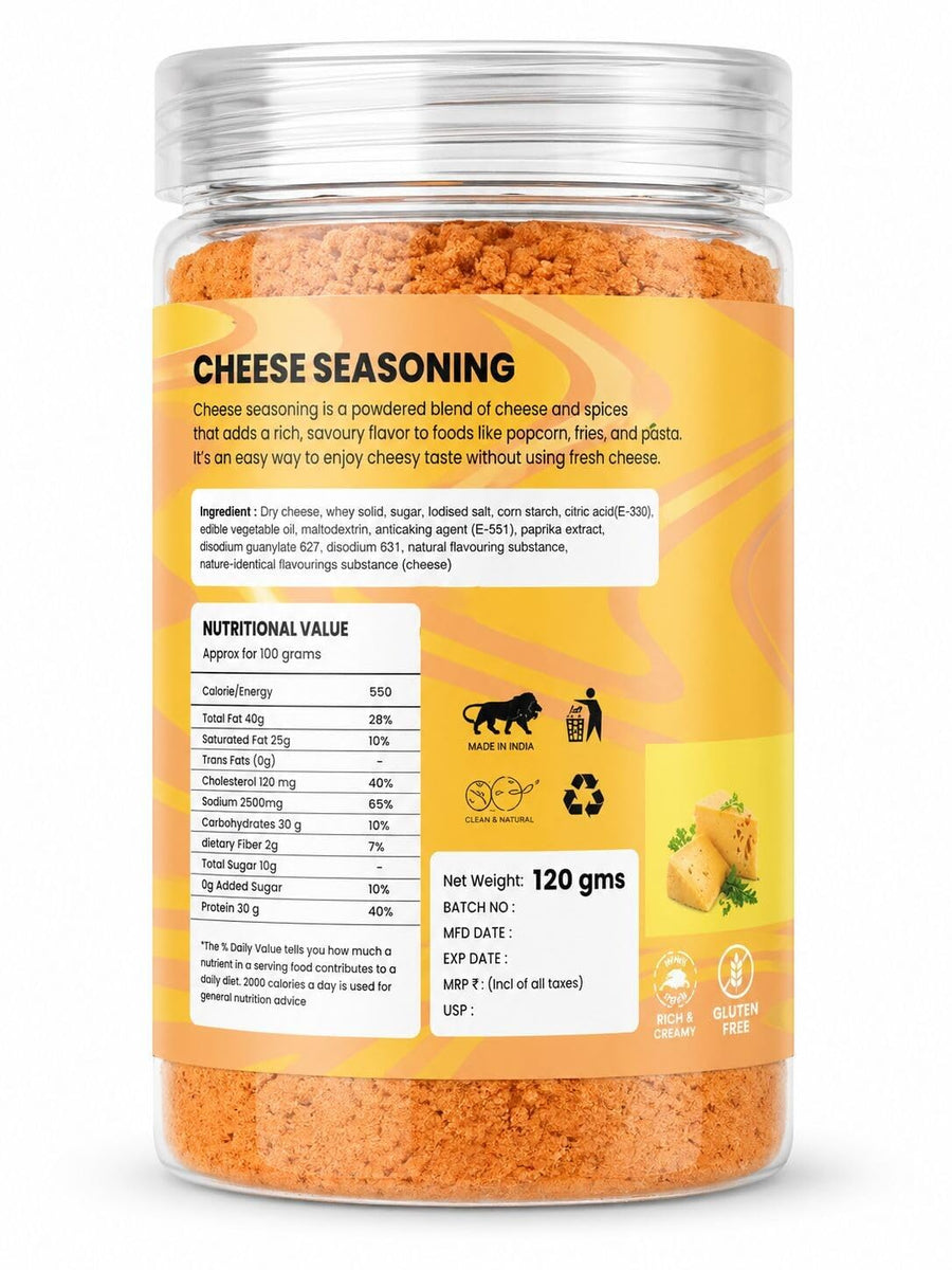 PUREICH Cheddar Cheese Powder | Popcorn Seasoning Powder | Cheesy Sprinkle for Pasta, Pizza, Nachos & Fries | Rich Creamy Flavor