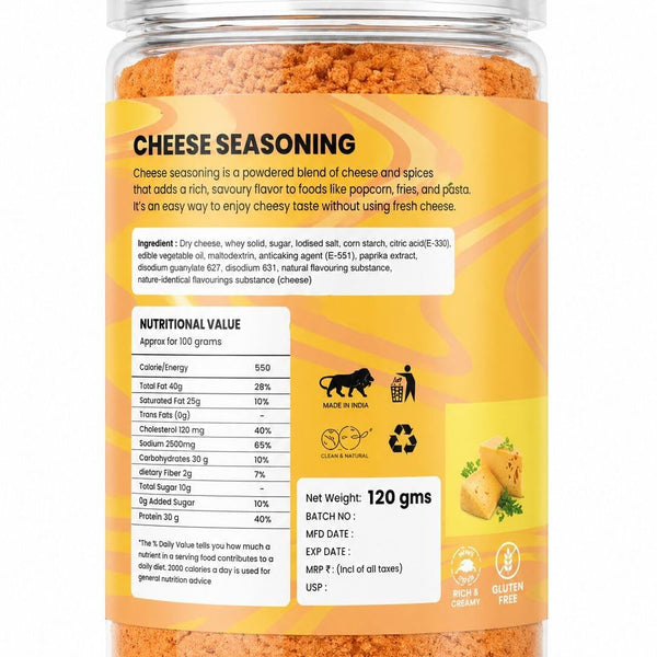 PUREICH Cheddar Cheese Powder | Popcorn Seasoning Powder | Cheesy Sprinkle for Pasta, Pizza, Nachos & Fries | Rich Creamy Flavor