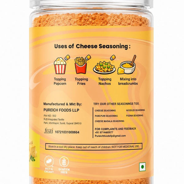PUREICH Cheddar Cheese Powder | Popcorn Seasoning Powder | Cheesy Sprinkle for Pasta, Pizza, Nachos & Fries | Rich Creamy Flavor