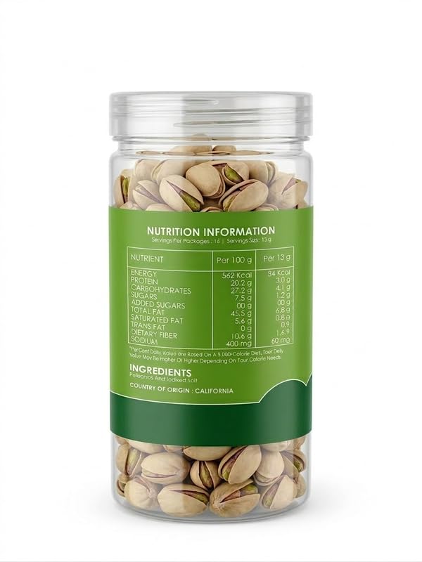 Premium California Roasted & Salted Pistachios | Healthy Snacks, Dry Fruits, Pista | Tasty & Healthy | High in Protein & Dietary Fiber | Low Calorie Nuts