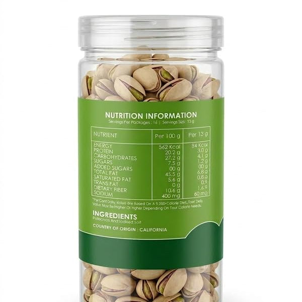 Premium California Roasted & Salted Pistachios | Healthy Snacks, Dry Fruits, Pista | Tasty & Healthy | High in Protein & Dietary Fiber | Low Calorie Nuts