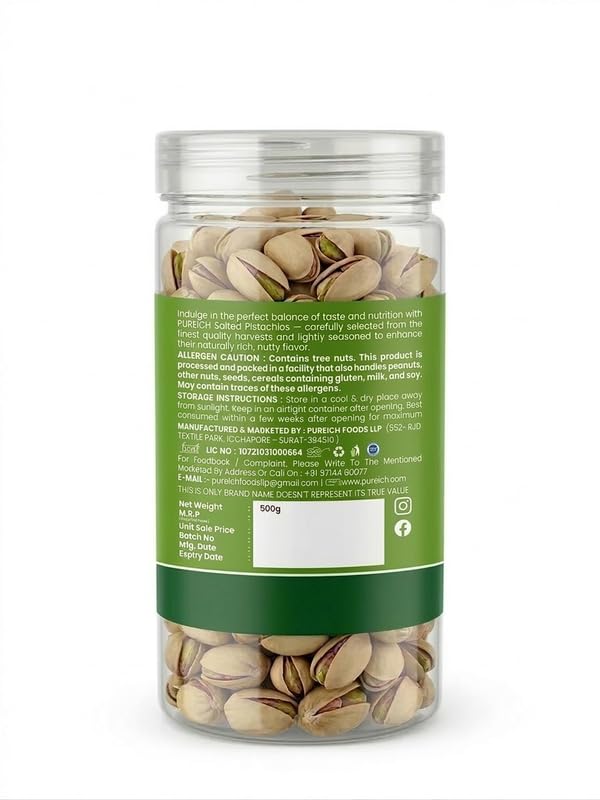 Premium California Roasted & Salted Pistachios | Healthy Snacks, Dry Fruits, Pista | Tasty & Healthy | High in Protein & Dietary Fiber | Low Calorie Nuts
