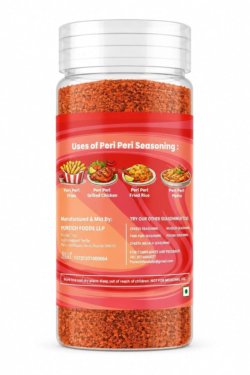 Peri Peri Seasoning | Piri Piri Spice Mix | Multi-Purpose Masala for Fries, Corn, Makhana & Snacks | No Added MSG | Zero Artificial Colours
