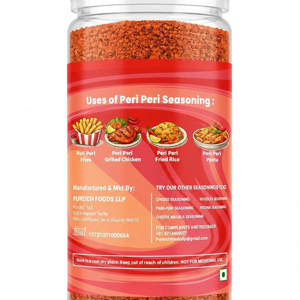 Peri Peri Seasoning | Piri Piri Spice Mix | Multi-Purpose Masala for Fries, Corn, Makhana & Snacks | No Added MSG | Zero Artificial Colours