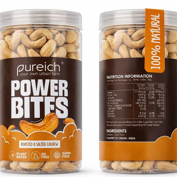 Premium Roasted and Salted Cashews/Kaju | Flavourful & Crunchy Snack Handpicked | Salted & Slow Roasted Cashews Rich in Protein | Magnesium | Phosphorus