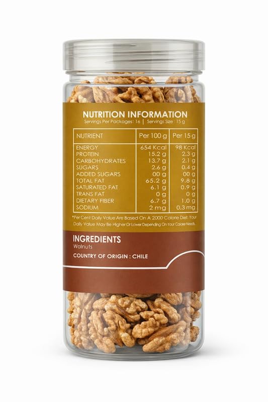 Premium Walnut Kernels | 100% Natural Raw Walnuts Without Shell | Akrot Giri Dry Fruit Rich in Iron and Protein | Ideal for Breakfast | Low in Calorie Nuts